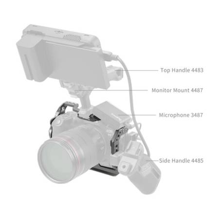 SmallRig 4977 - klatka operatorska do Canon EOS R5 II z mocowaniem HawkLock QR_Przykładowy zestaw_3